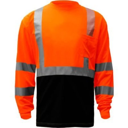 GSS SAFETY GSS Safety 5114, Class 3, Microfiber Birdseye Long Sleeve T-Shirt W/ Black Bottom, Orange, 2XL 5114-2XL